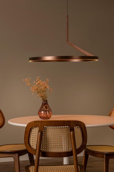 Lucide APPLAUSE - Pendant light - Ø 60 cm - LED Dim. - CCT - 1x32W 2700K/4000K - Hand Wave Sensor - Coffee - Premium